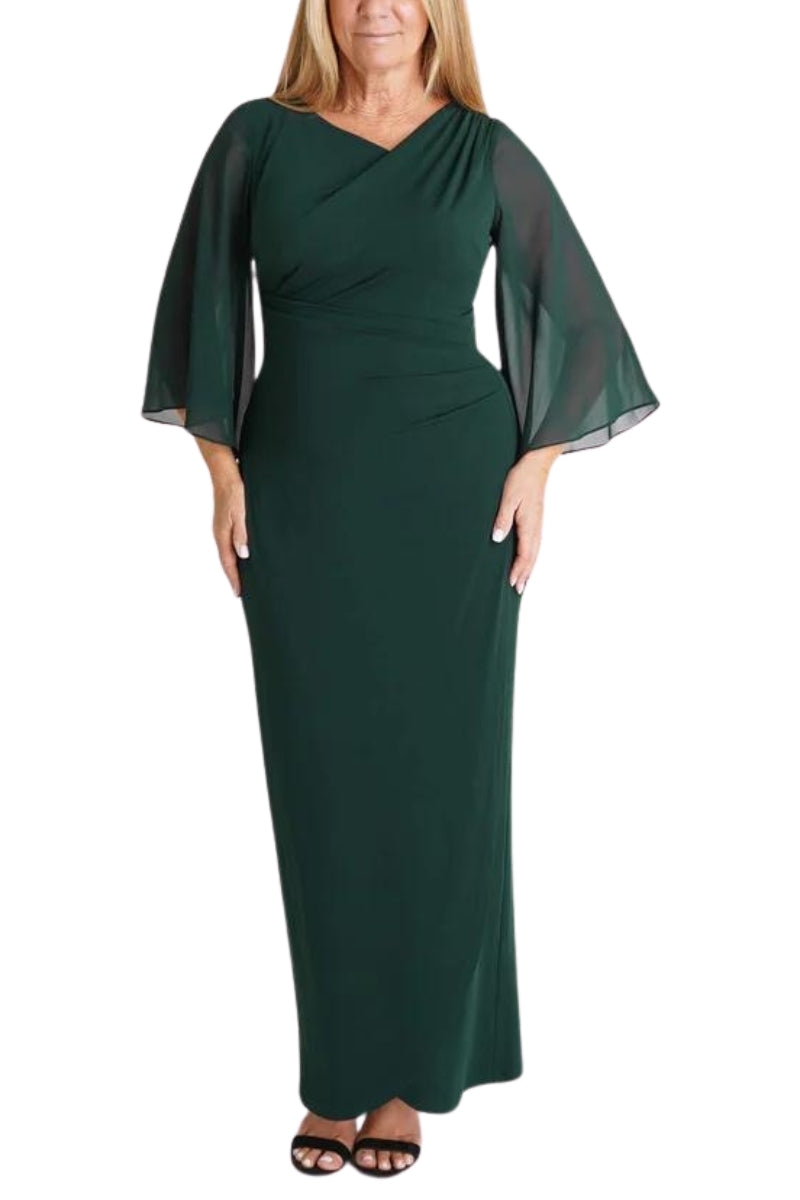 Connected Apparel Asymmetrical Floor Length Chiffon Dress-5